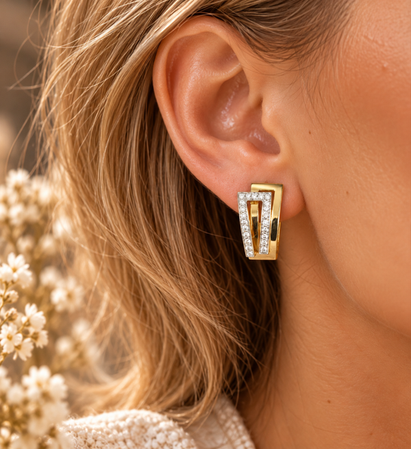 14 karaat gouden Oorbellen met 0,25 Karaat Natuurlijke Diamant  art. KJ-1008