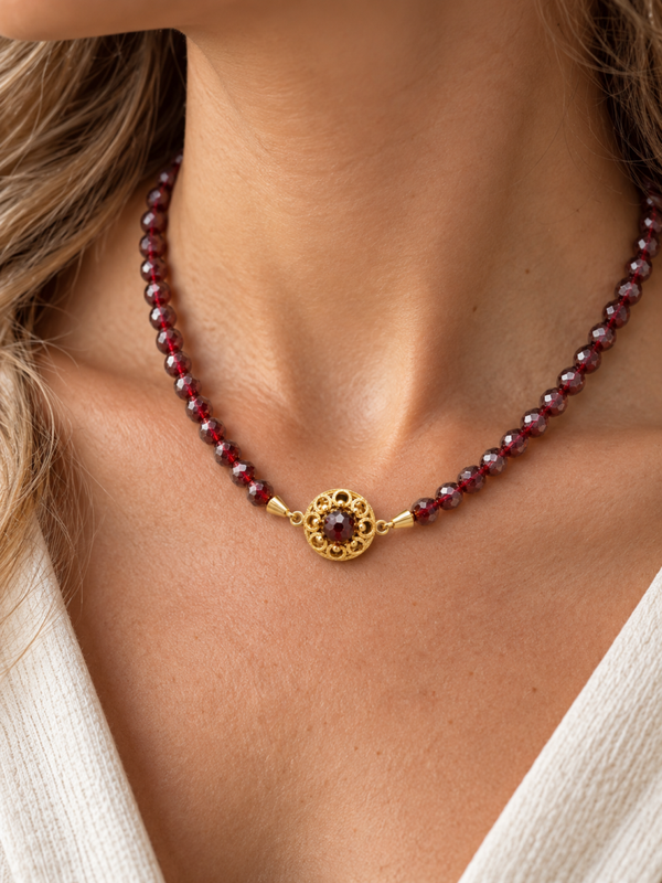 Granaat Collier met 14 Karaats Gouden Siersluiting – 40 cm art. KJ-1011