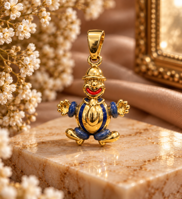 18 Karaat Gouden Clown Hanger met Lapis Lazuli  art. KJ-127