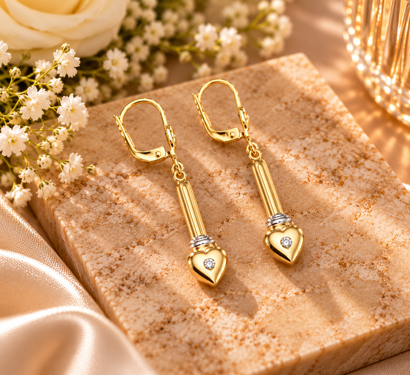 14 Karaat Gouden Oorhangers met Diamant art. KJ-892