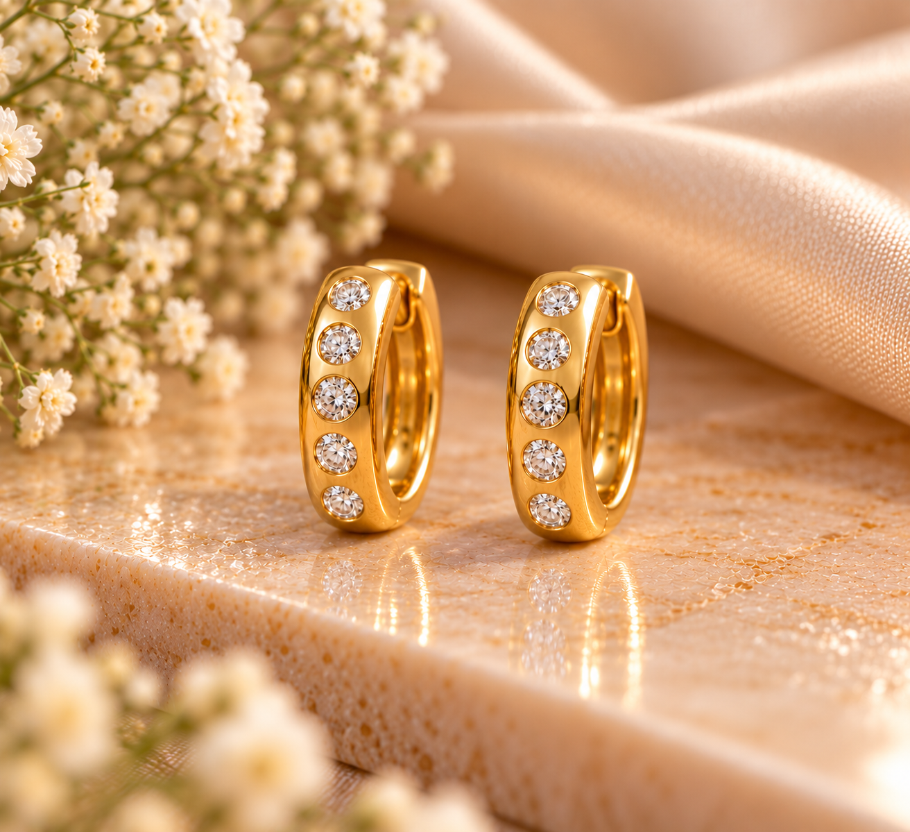 14 Karaat Gouden Oorbellen met Natuurlijke Diamanten – 0,24 ct art. KJ-968