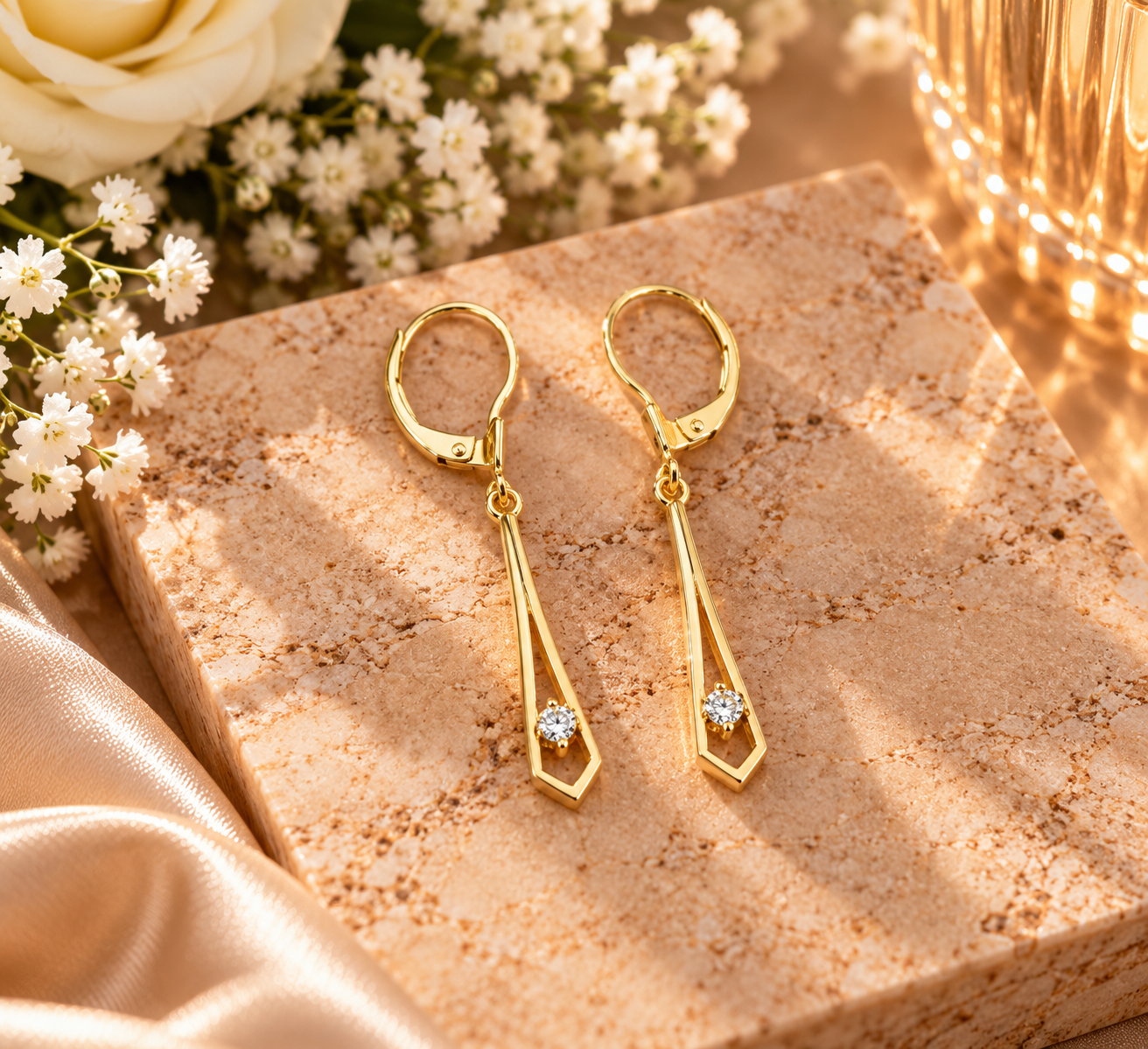 14 Karaat Gouden Oorhangers met Zirkonia art. KJ-644