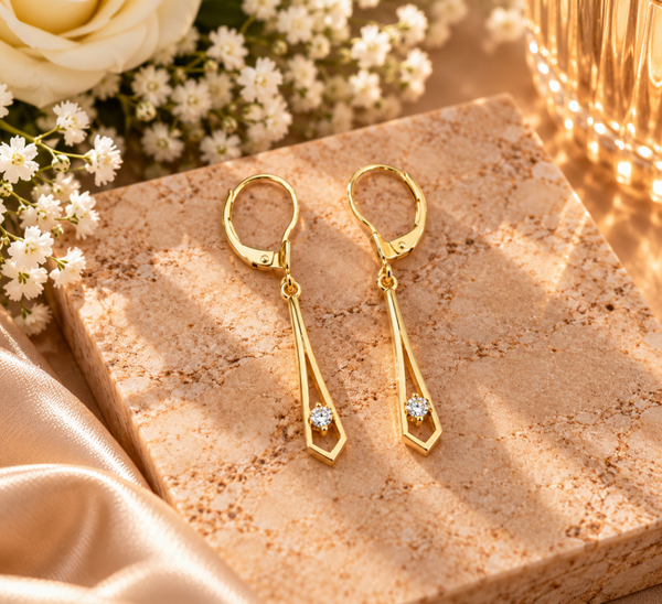 14 Karaat Gouden Oorhangers met Zirkonia art. KJ-644