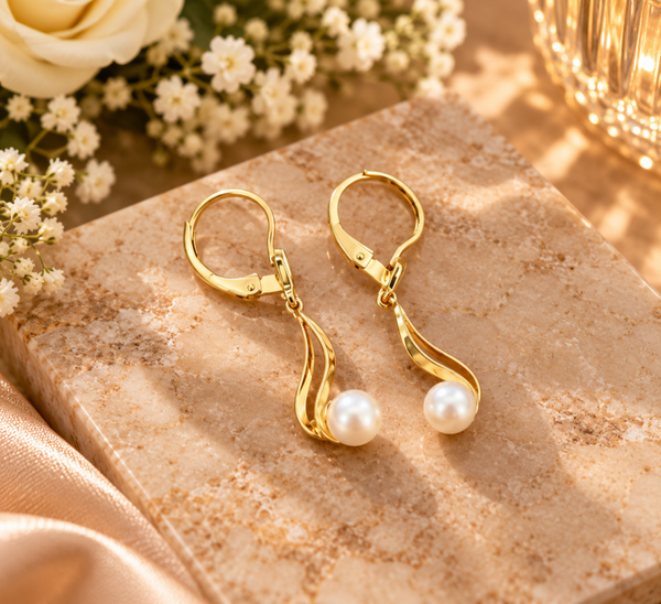 14 Karaat Gouden Oorhangers met Cultivé Parels art. KJ-872