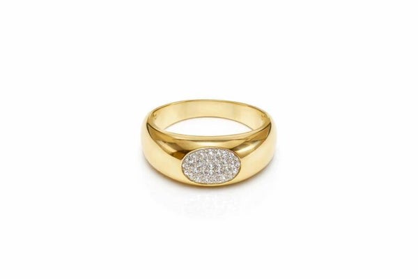 14 karaat geelgouden bolle ring met briljant Art.EII-008