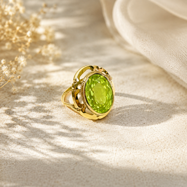 Klassieke vintage ring met grote prasioliet – 14 karaat goud Art.KJ-882