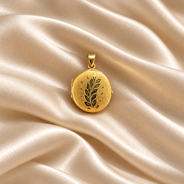 14 karaats gouden medaillon met bladmotief – 28 mm Art.KJ-1051