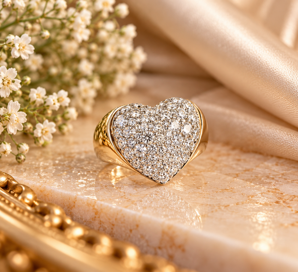 14 Karaat Gouden Hartring met Natuurlijke Diamanten – 0,95 ct art. KJ-956