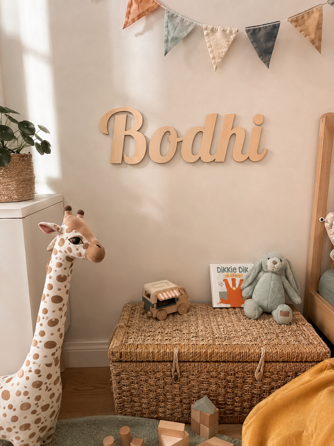 Houten naam - Lettertype Bodhi