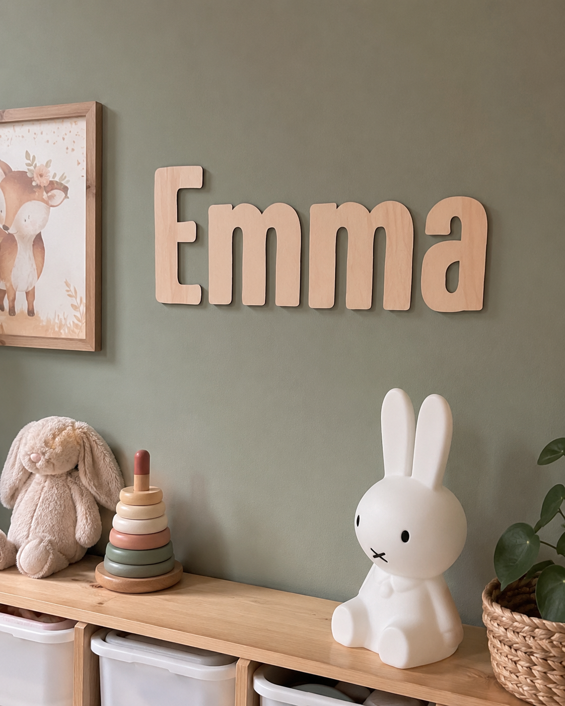 Houten naam - Lettertype Emma
