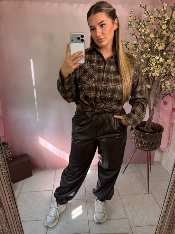 LEATHER JEANS - CHOCO