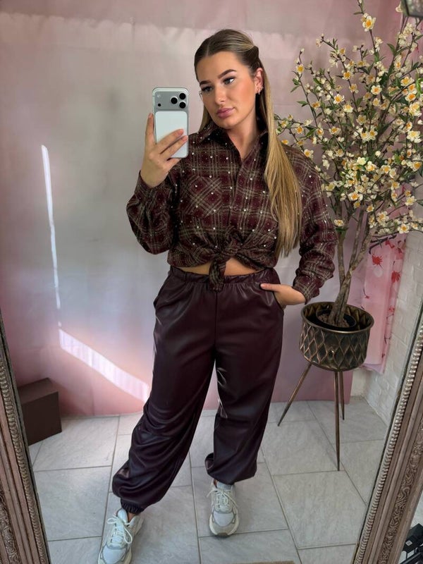 LEATHER JEANS - BORDEAUX