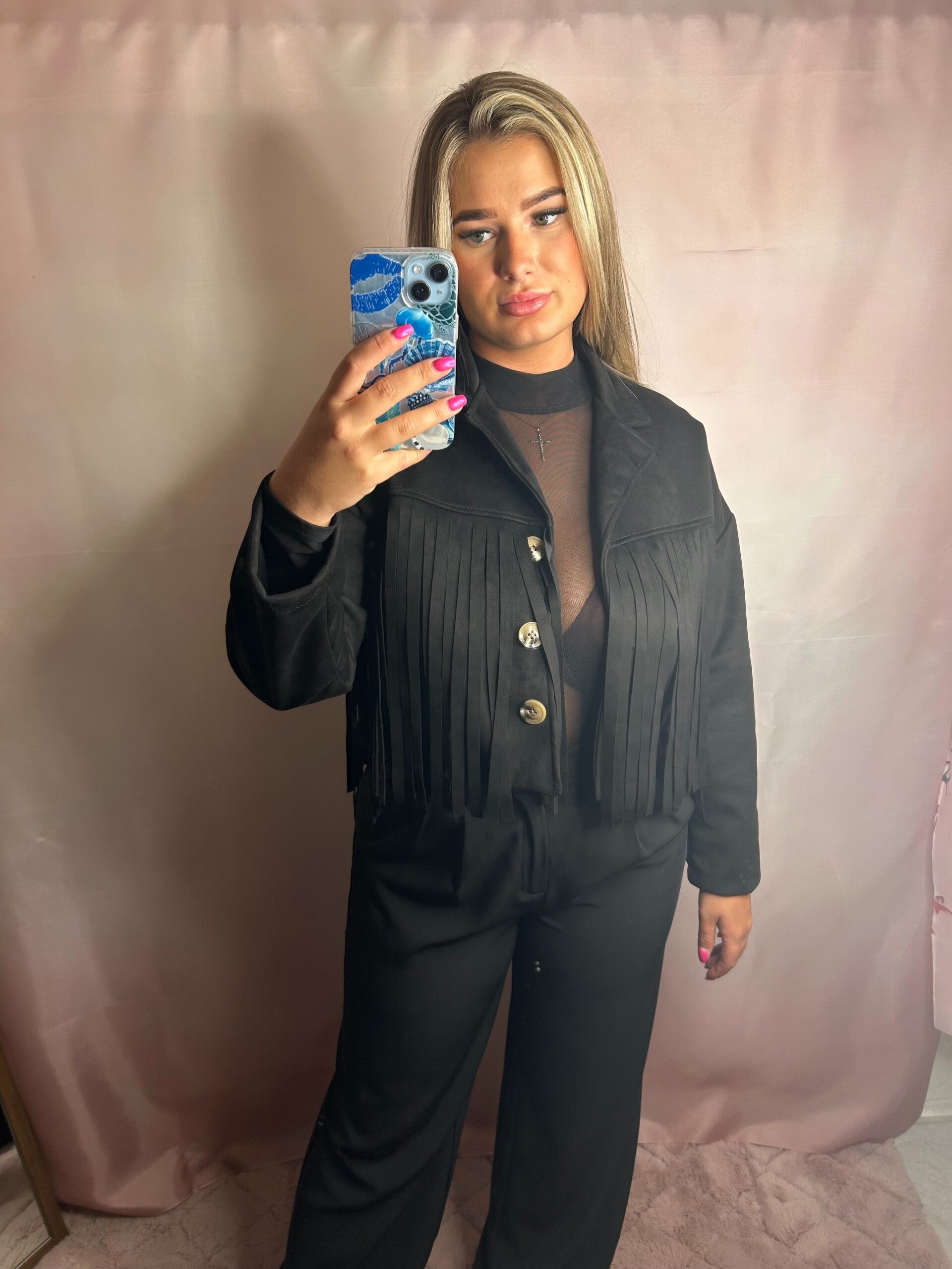 FRINGE JACKET - BLACK