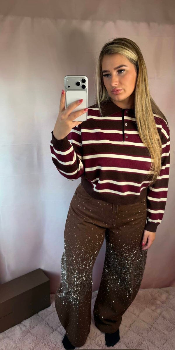 KATE GLITTER BALLOON JEANS CHOCO