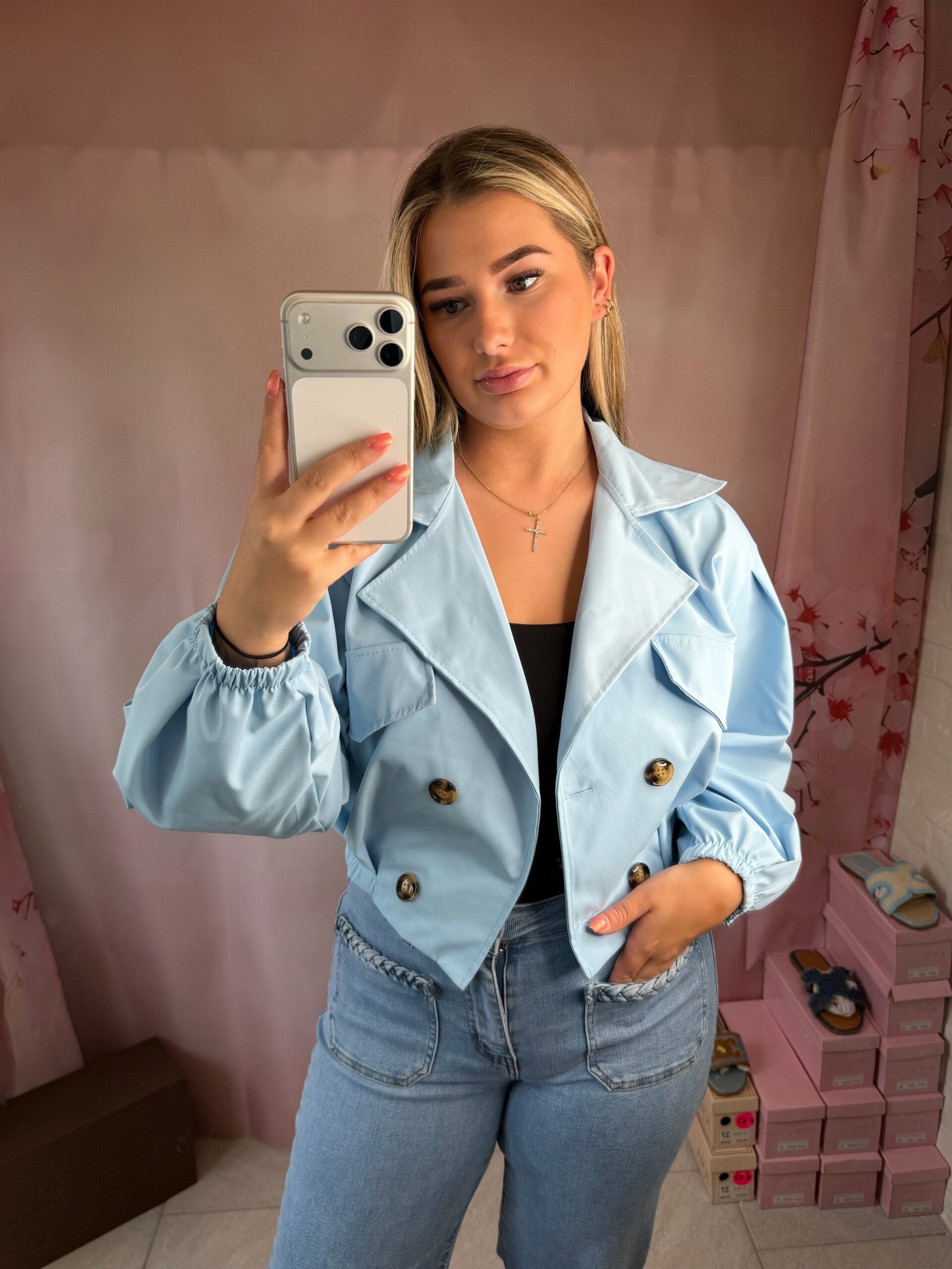 CROPPED JACKET BLUE