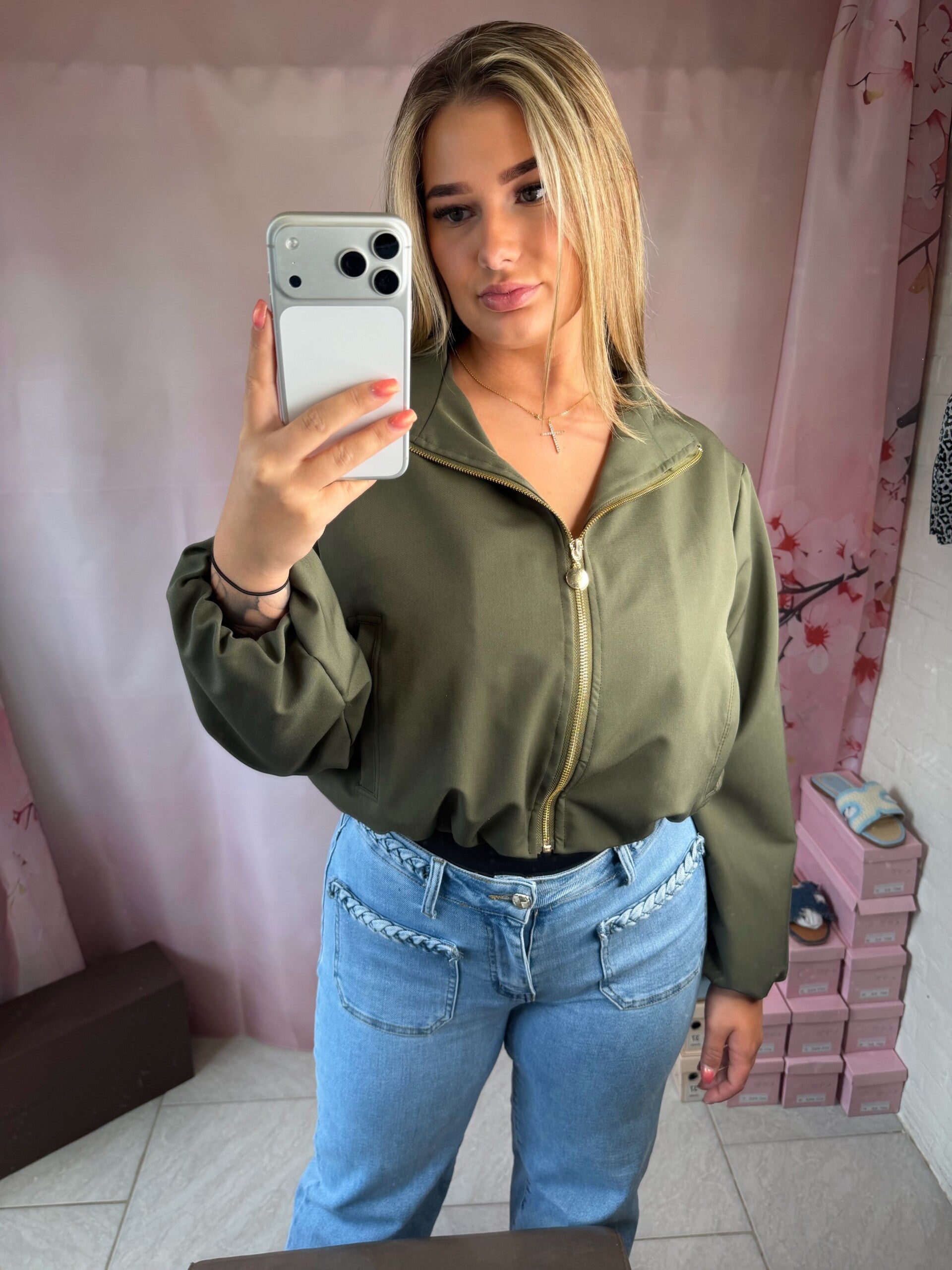 CROPPED JACKET GREEN