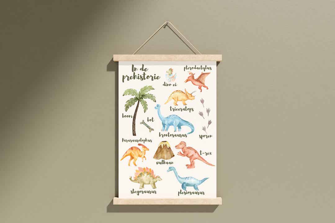 In de prehistorie dinosaurus kinderkamer poster