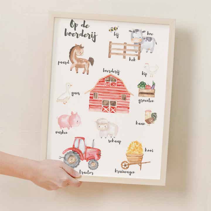Op de boerderij kinderkamer poster