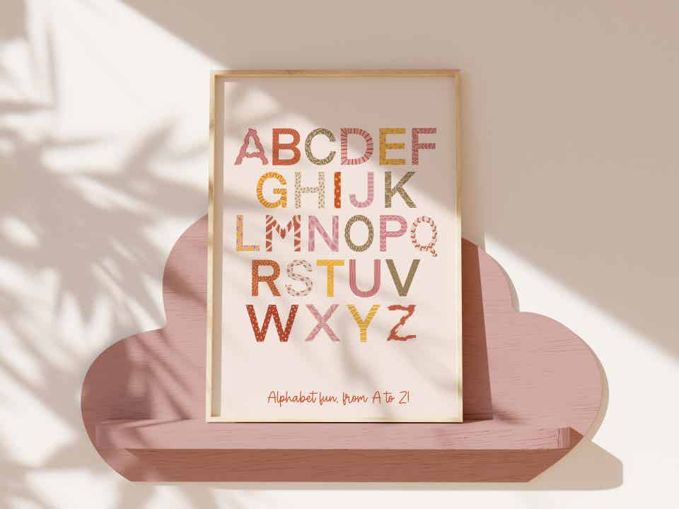 Kleurrijke ABC alfabet poster A3 formaat