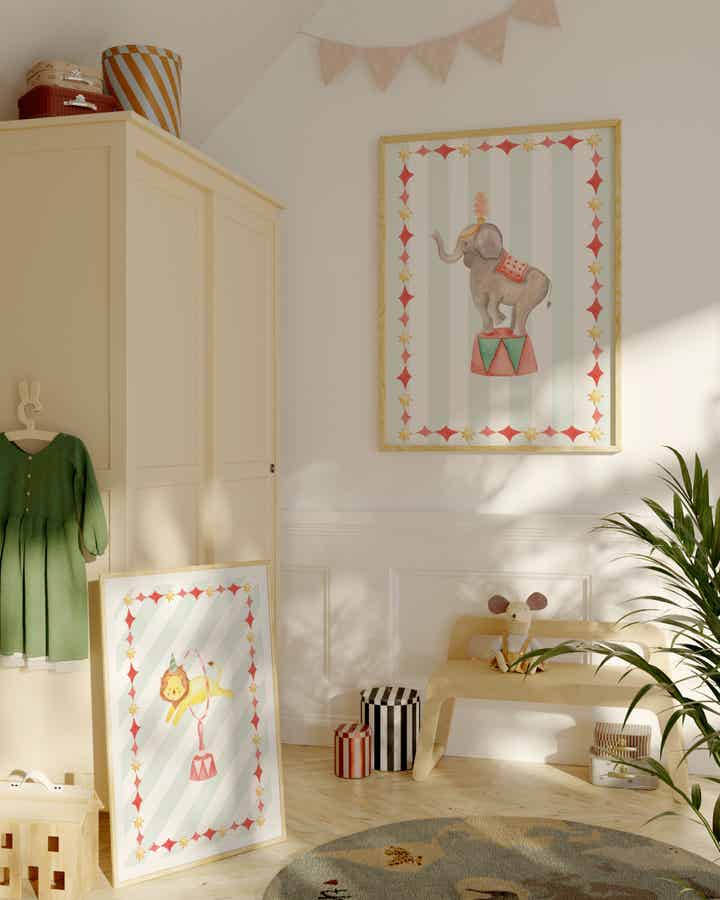Kinderposter set in het circus