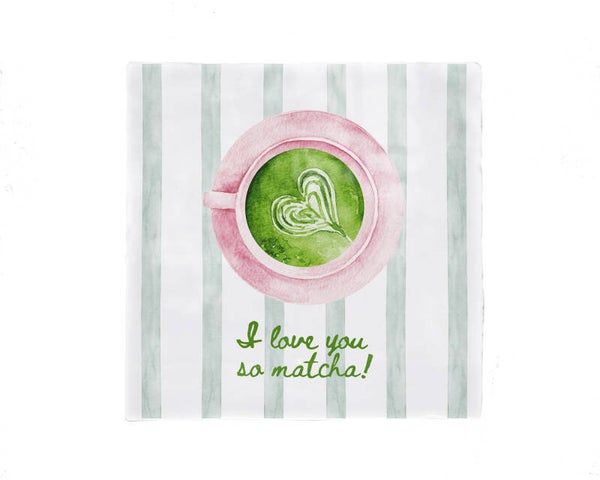 Tegeltje met een kopje groene matcha latte