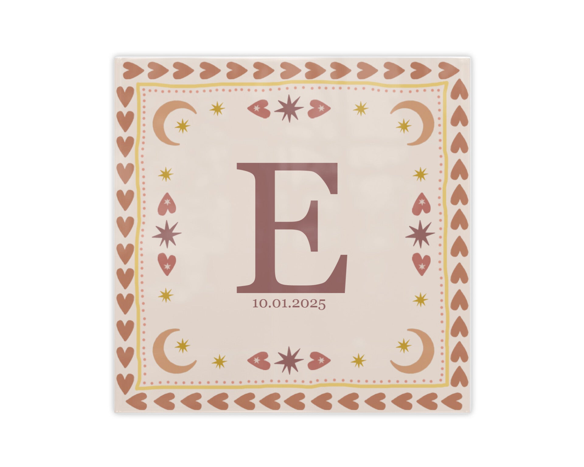 Geboortetegel met initiaal in boho stijl