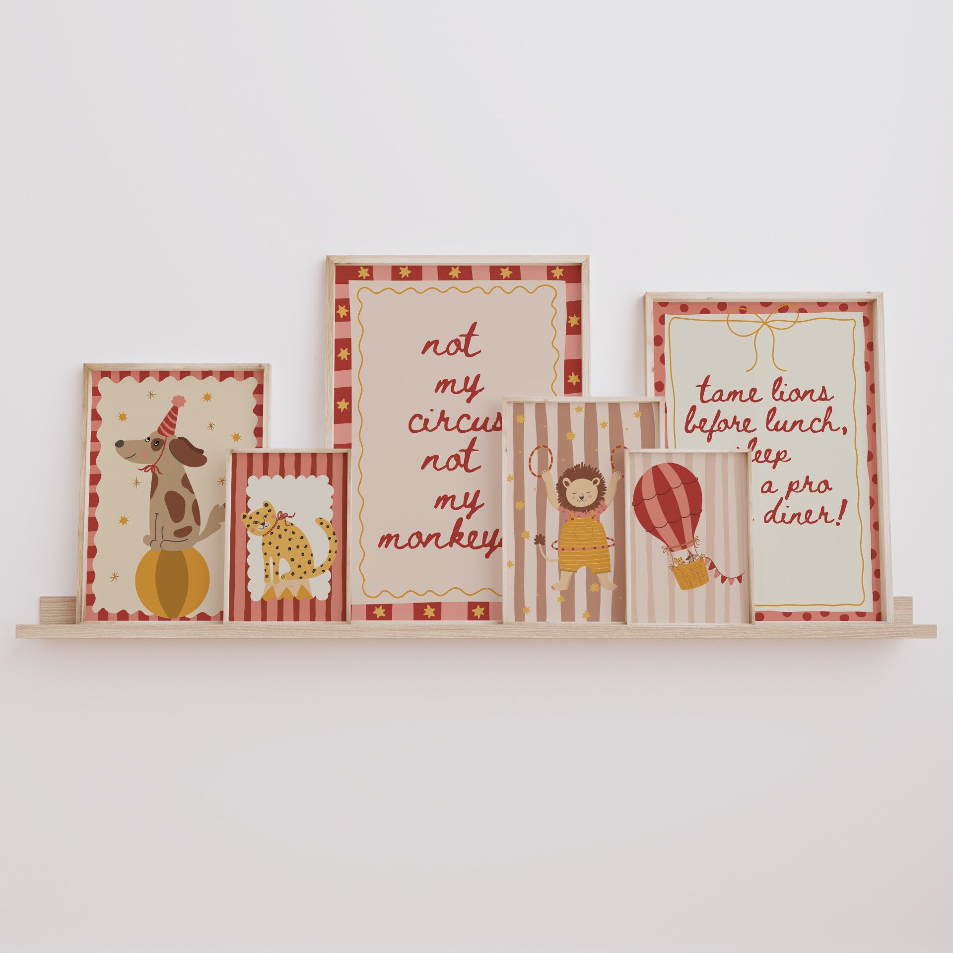 Kinderkamer poster set (6) met vrolijke illustraties en grappige quotes