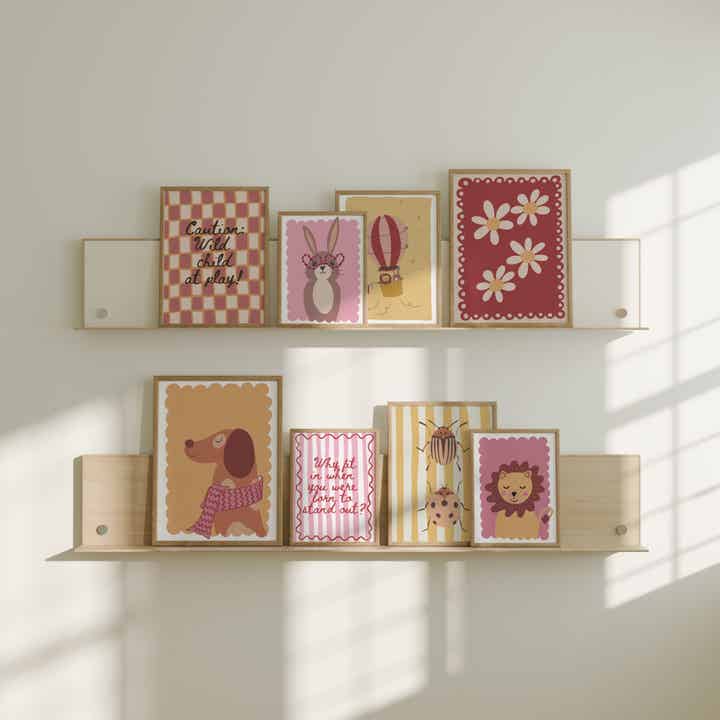 Kinderkamer poster set met vrolijke illustraties en quotes