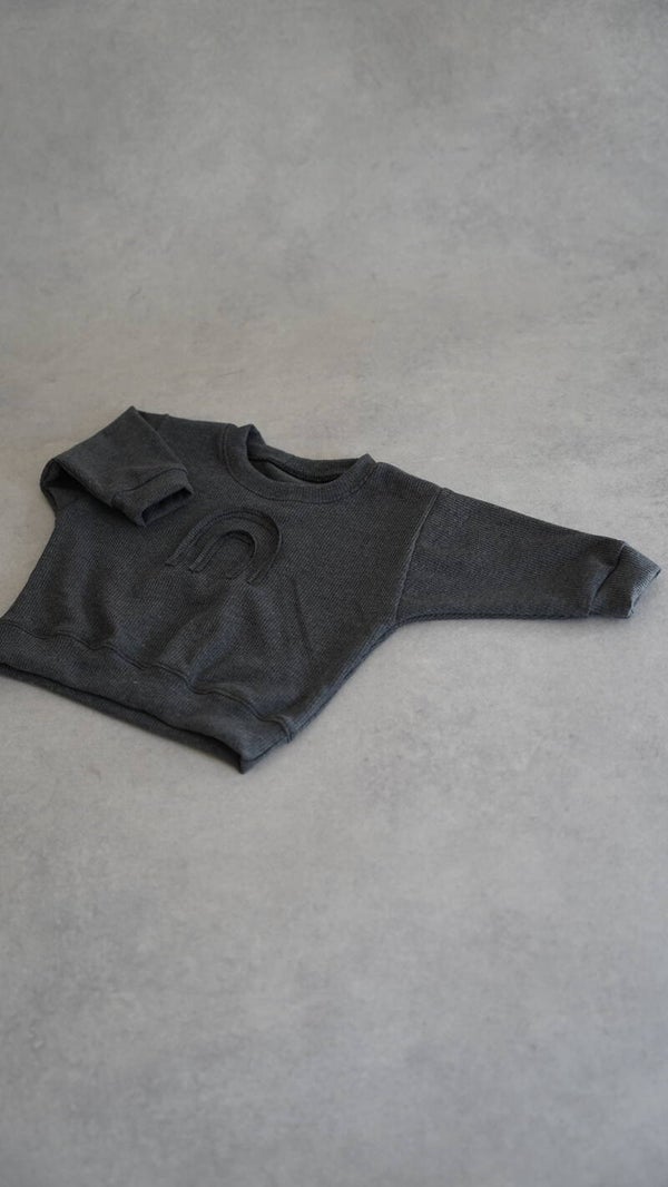 Oversize Sweater Ripp Rainbow Graphit