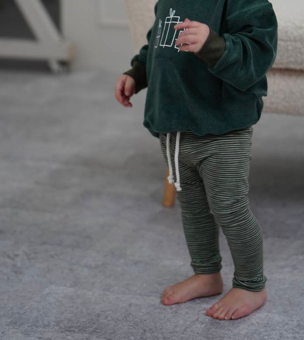 Basic Leggings Stripes Waldgrün