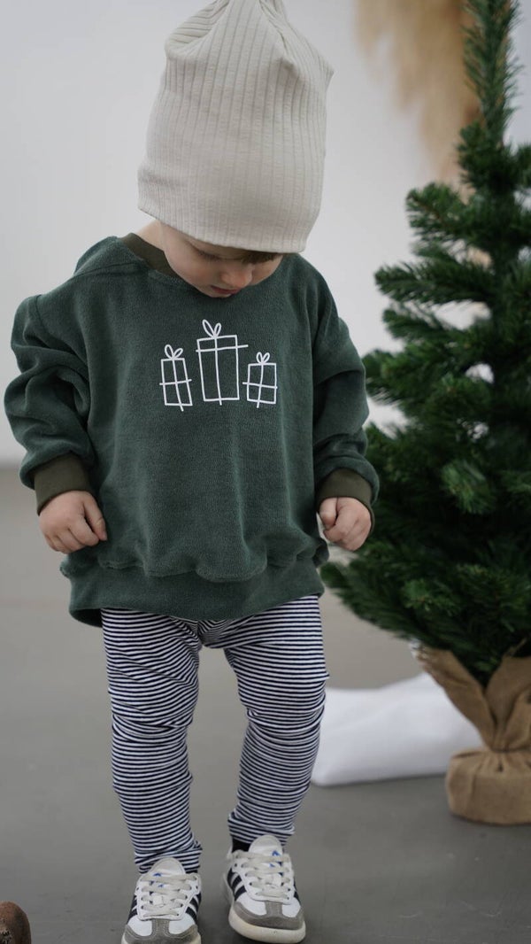 Oversize Sweater Frotte Waldgrün