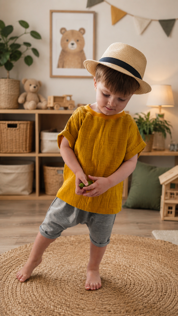 Musselinshirt Ocker