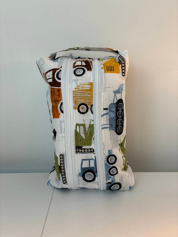 Handheld Diaper Pouch - Construction vehicles