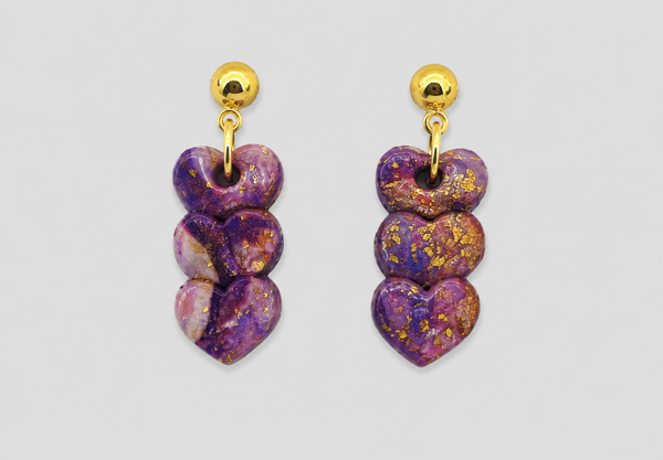 Oorbel A Touch of Gold; 3 kleine Hartjes