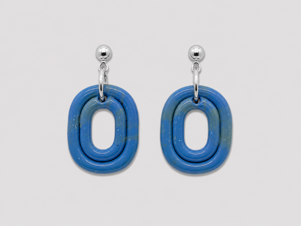 Oorbel Blue Summer; Dubbel Ovaal