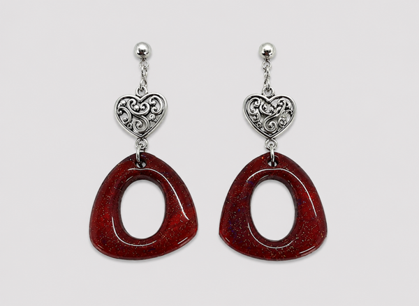 Oorbel Deep Red; Boho