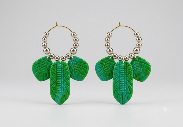 Oorbel Twig; Three Leafs