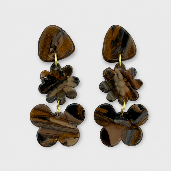 Oorbel Retro; 2 Bloemetjes