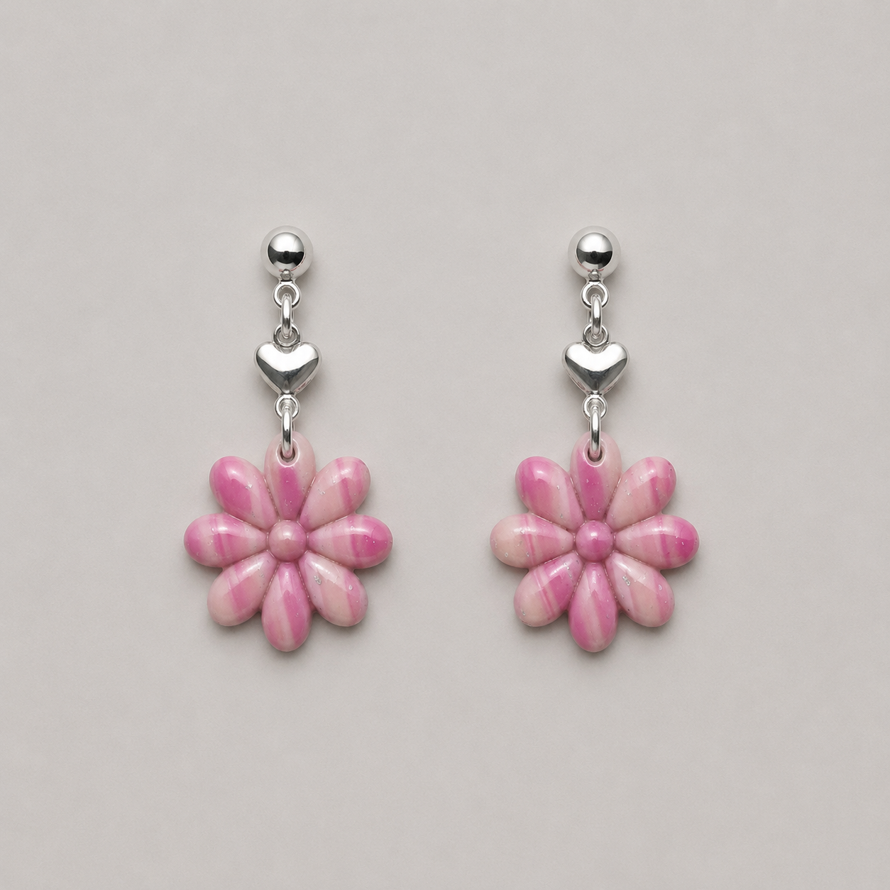 Kinder Oorbel Mama & Mini Rosa; Bloem