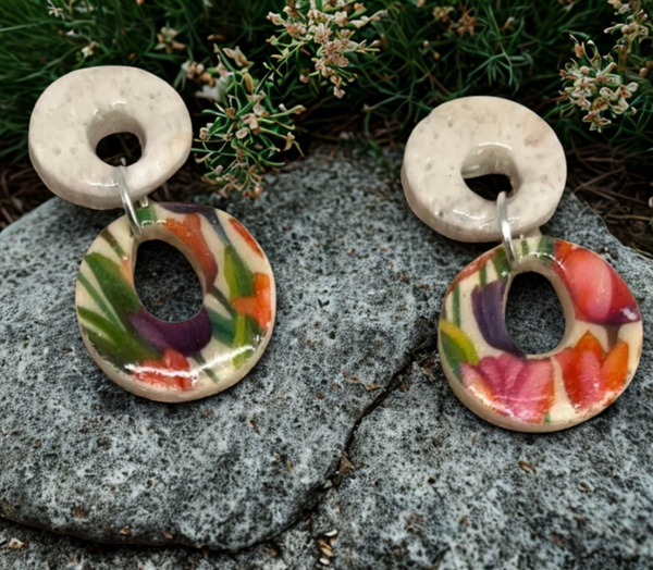 Oorbel Bloem; dubbel rond