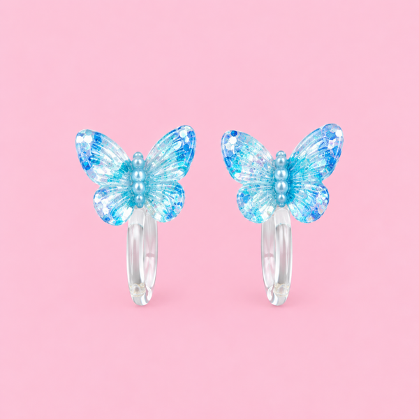 Kinderoorbel clip-on (zonder gaatjes)- Vlinder – Blauw