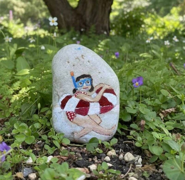 Beschilderde steen: Zwemmen