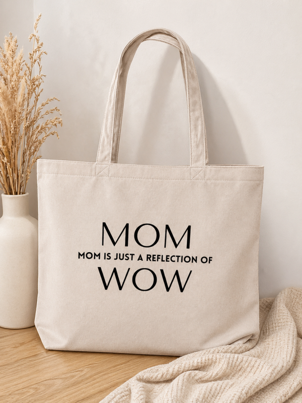 Glam Tote Bag “Mom = Wow” – Statement Bag