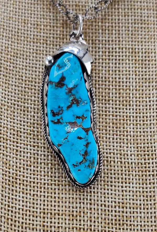 Kingman Turquoise Pendant, Sterling Handmade 32 Carats