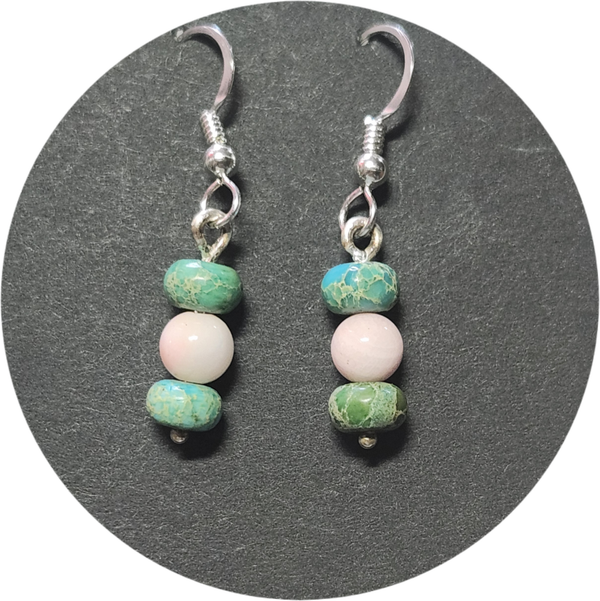 Turquoise  and Conch Shell Sterling Silver  Earrings