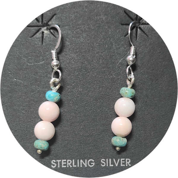 Turquoise & Conch Shell Sterling Silver Earrings