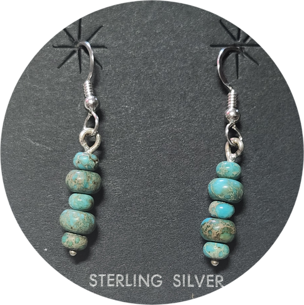 Turquoise sterling silver beaded earrings 7/25/25SOLD custom orders available on this product