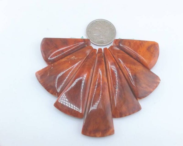 Red Rust Spiney Oyster Shell loose gemstone 66mmx54mmx5mm 29CT.