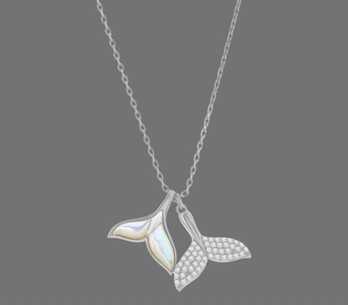 Mother of Pearl & Sapphire Whale Tail Duo