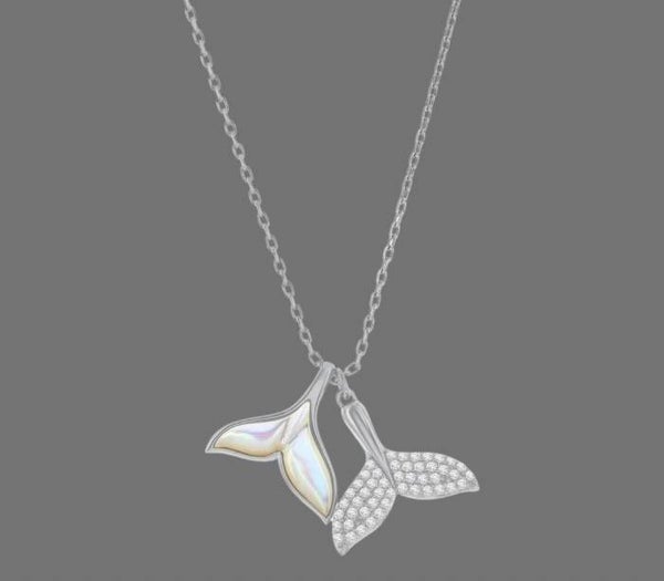 Mother of Pearl & Sapphire Whale Tail Duo